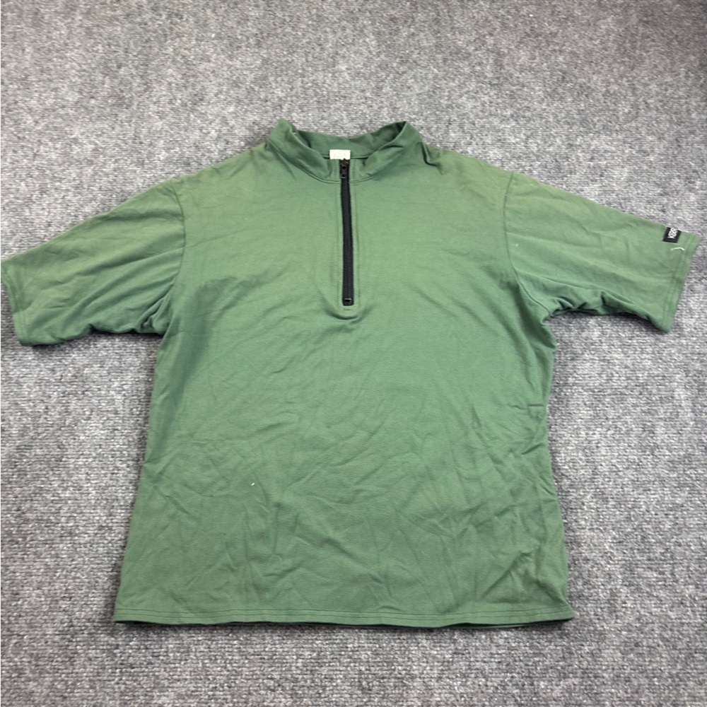 KERRITS Green Equestrian 1/4 Zip Short Sleeve Athletic Shirt size: Large